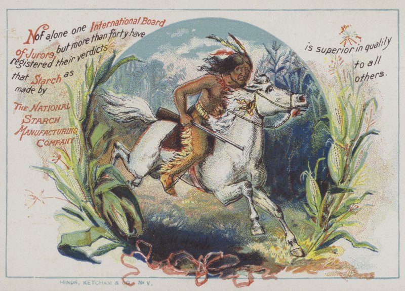 At sırtında Kızılderili (chromolitho) by American School