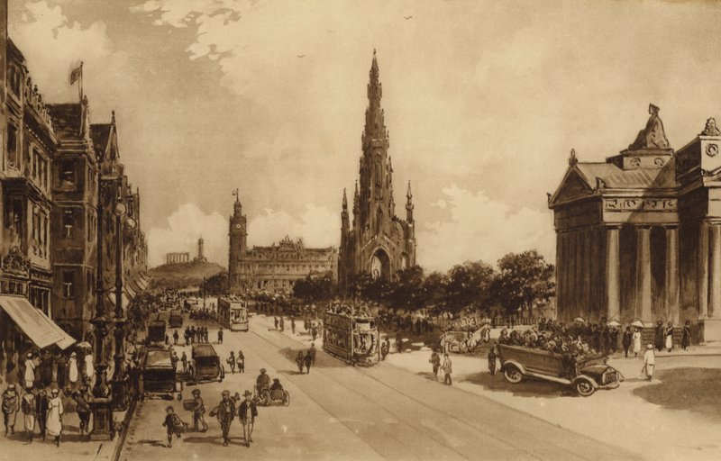 Edinburgh: Höyükten Princes Street (litho) by Andrew Allan