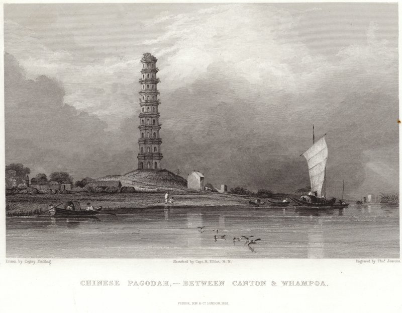 Kanton ve Whampoa arasındaki Çin pagodası by Anthony van Dyck