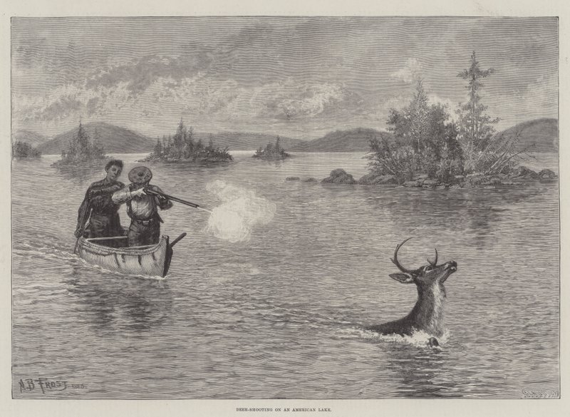 ಅಮೇರಿಕನ್ ಲೇಕ್ ಟರ್ಕಿಯ ಮೇಲೆ ಜಿಂಕೆ-ಶೂಟಿಂಗ್ by Arthur Burdett Frost