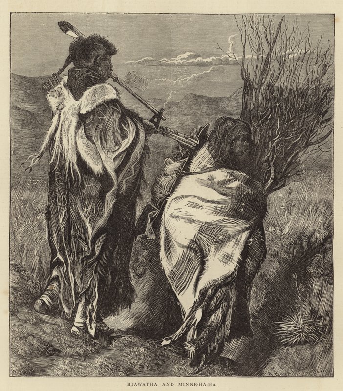Hiawatha ve Minne-Ha-Ha (gravür) by Arthur Boyd (after) Houghton