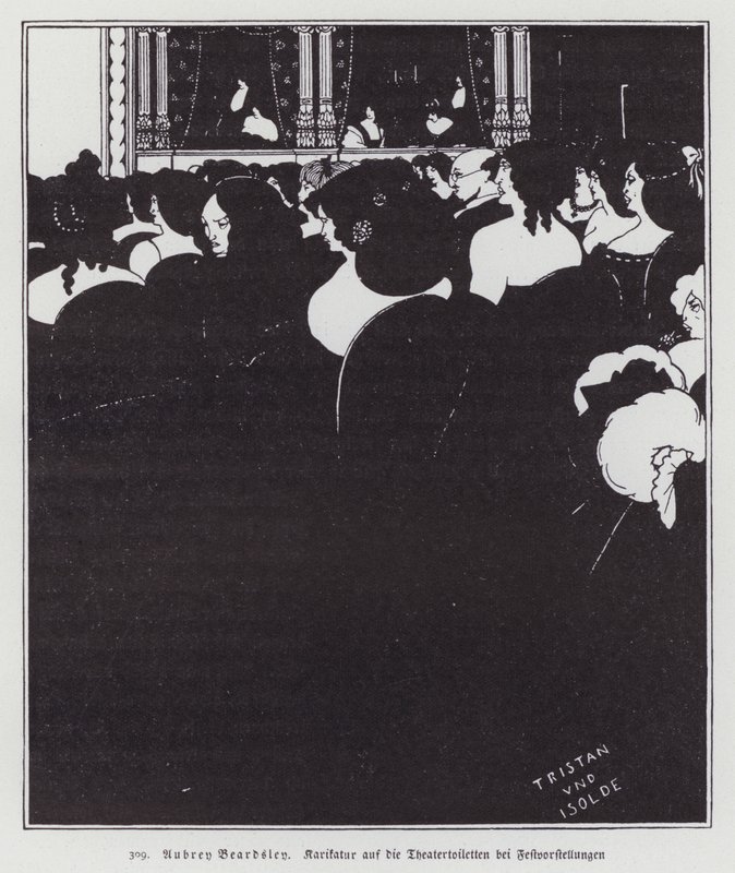 Ayçiçeği elbiseli bir kadının karikatürü türkçe by Aubrey Beardsley