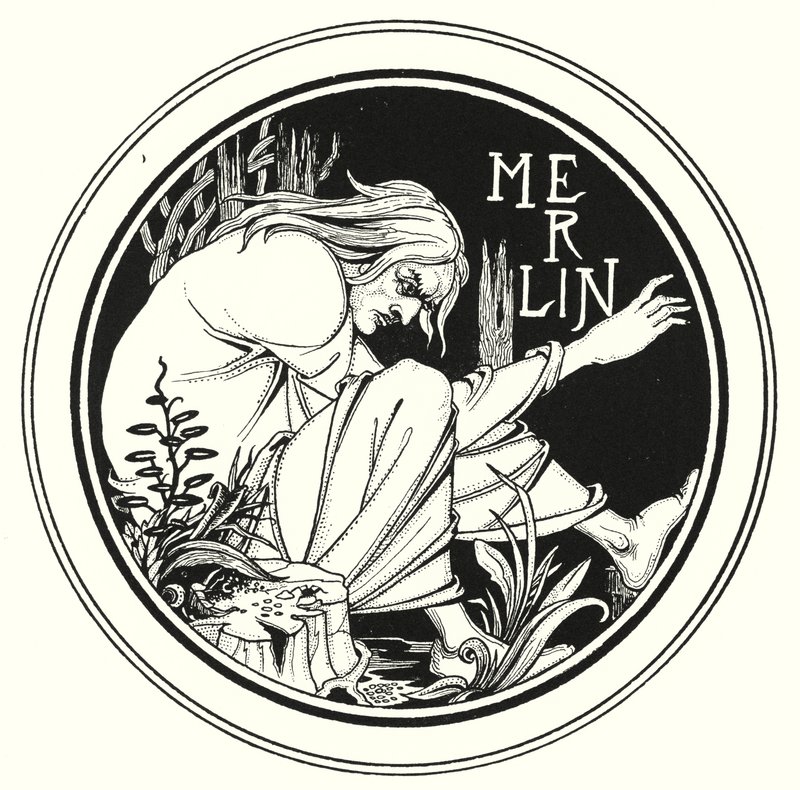 Merlin (gravür) by Aubrey (after) Beardsley