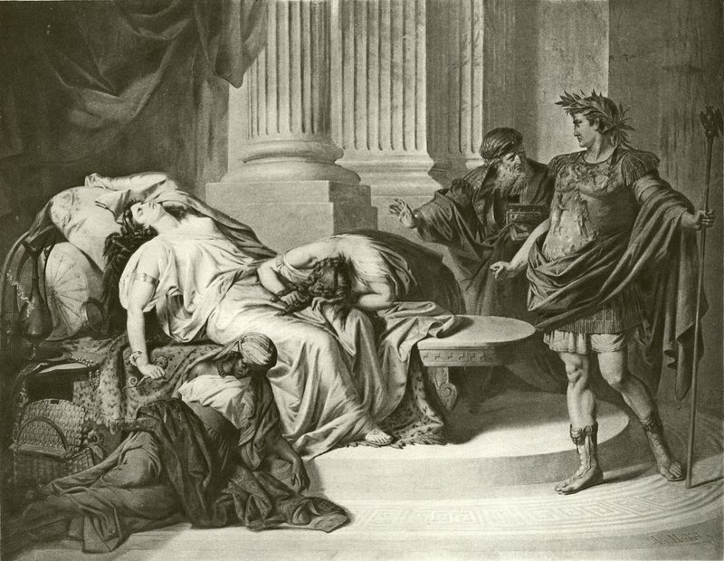 Augustus Sezar ve Kleopatra (gravür) by August von Heckel