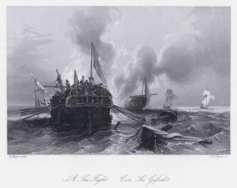 Bir Deniz Kavgası (gravür) by Auguste Etienne Francois Mayer