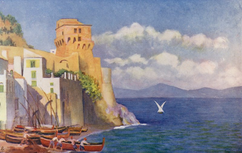 Cetara (renkli litho) by Augustine Fitzgerald