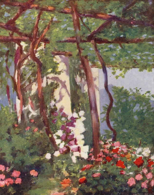 Bahçe, Villa Palumbo, Ravello (renkli litho) by Augustine Fitzgerald