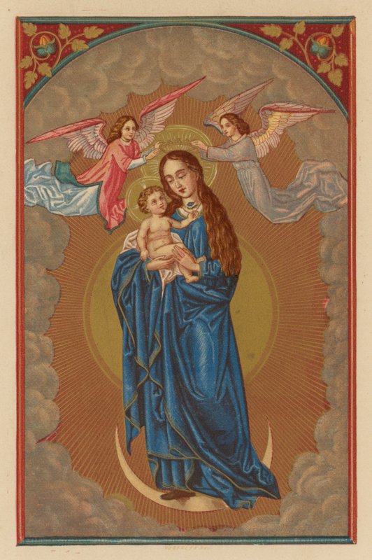 bebek isa çiçek işaret (chromolitho) by Austrian School