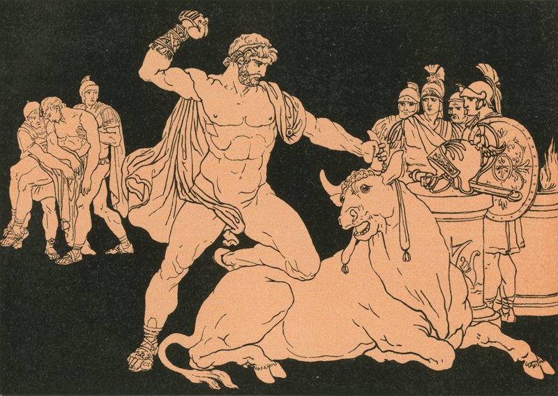Entellus Boğayı Öldürüyor by Bartolomeo Pinelli