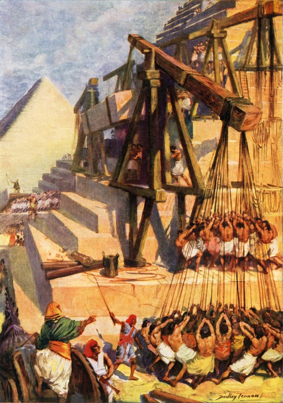Bir piramit inşa etmek (renkli lito) by C. Dudley Tennant