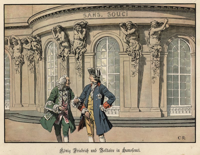Frederick the Great and Voltaire at Sanssouci  by Carl Röchling