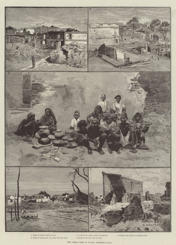 ಪಶ್ಚಿಮ ಭಾರತ ಟರ್ಕಿಯ ಸೂರತ್‌ನಲ್ಲಿ ಮಹಾ ಬೆಂಕಿ by Charles Auguste Loye