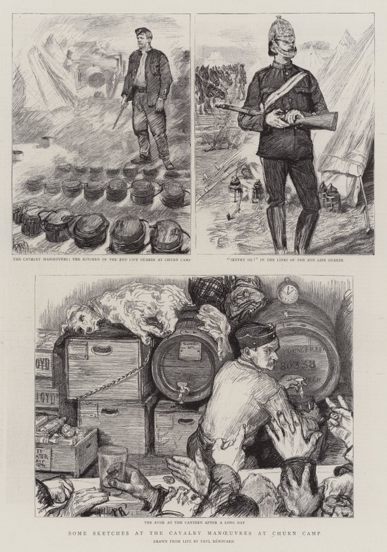 Churn Kampındaki Süvari Manevralarında Bazı Eskizler by Charles Paul Renouard