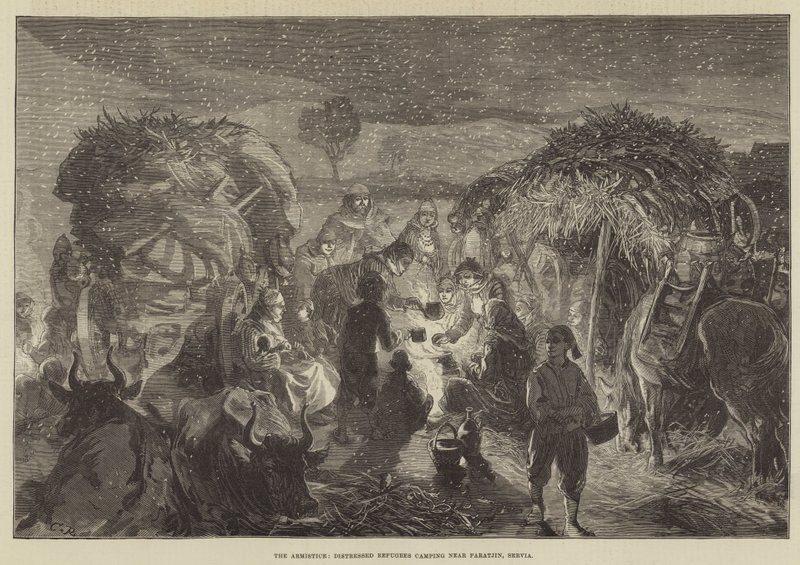 Ateşkes, Sıkıntılı Mülteciler Paracin, Sırbistan yakınlarında kamp yapıyor by Sir John Charles Robinson