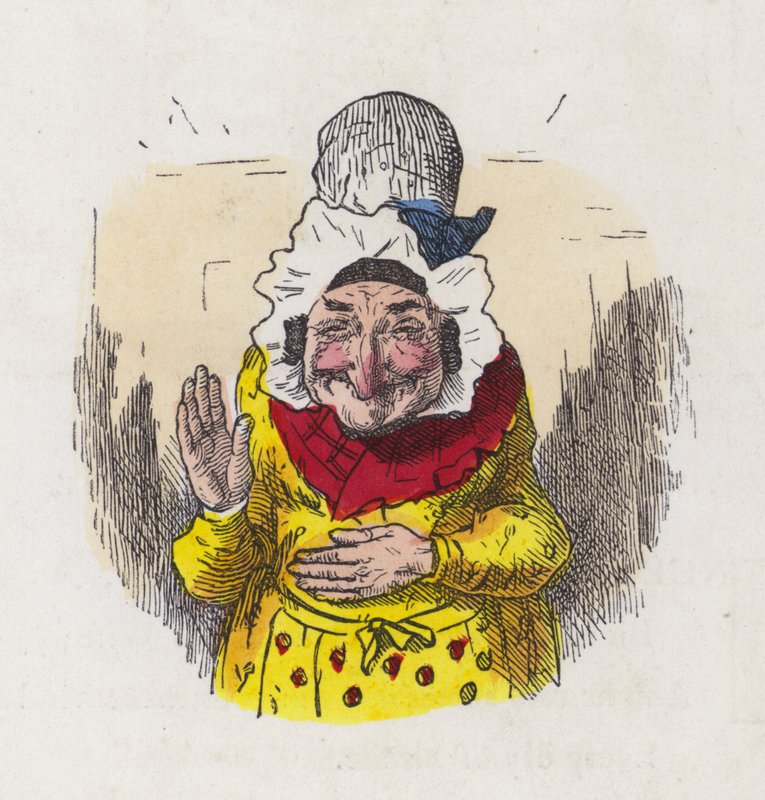 Yaşlı kadın gülüyor (renkli gravür) by Charles Henry (after) Bennett