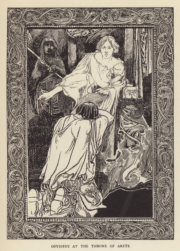 Arete tahtında Odysseus by Sir John Charles Robinson
