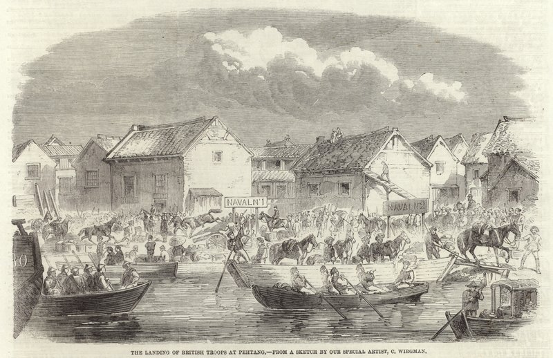 İngiliz Birliklerinin Pehtang'a Çıkarması by Charles Wirgman
