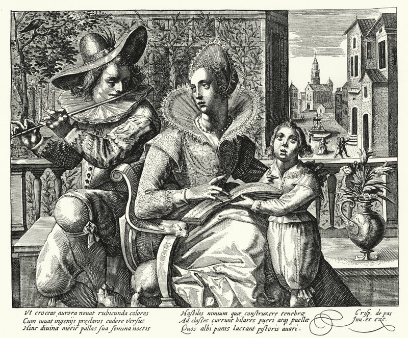 Aile Konseri (gravür) by Crispin I de (after) Passe