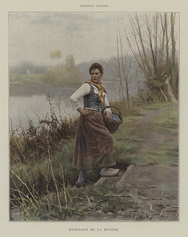 nehirden dönerken by Daniel Ridgway Knight