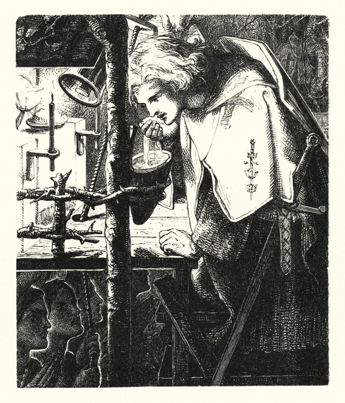 Sir Galahad (gravür) by Dante Gabriel (after) Rossetti