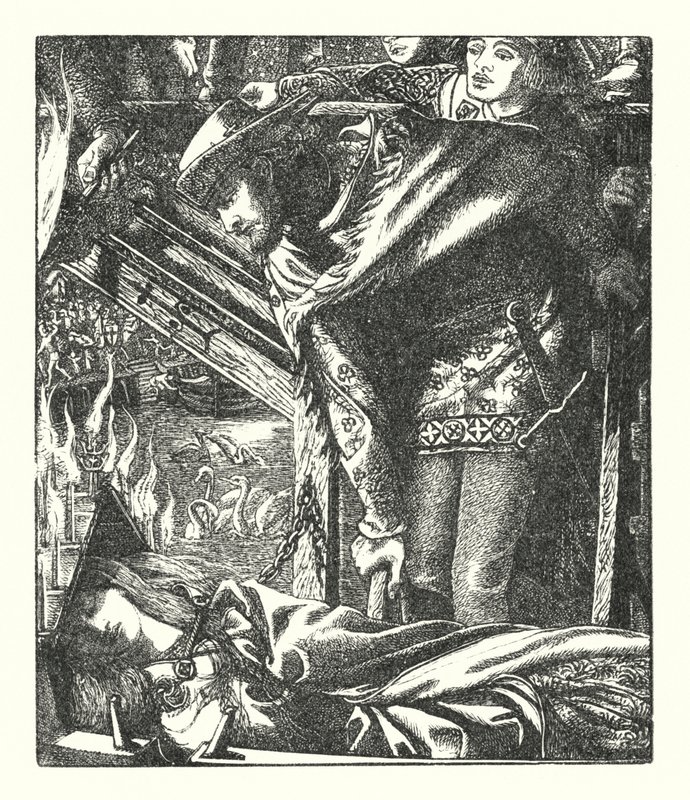 Shalott Hanımı (gravür) by Dante Gabriel (after) Rossetti