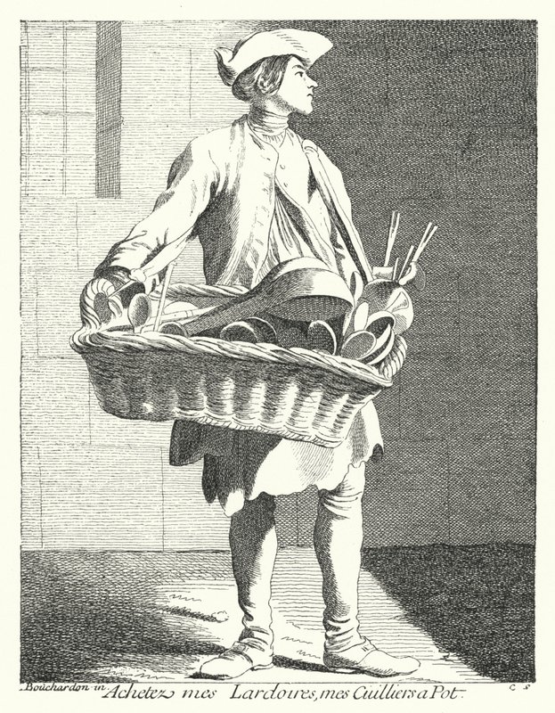 Tavalarımı ve Kaşıklarımı Satın Al (gravür) by Edmé (after) Bouchardon