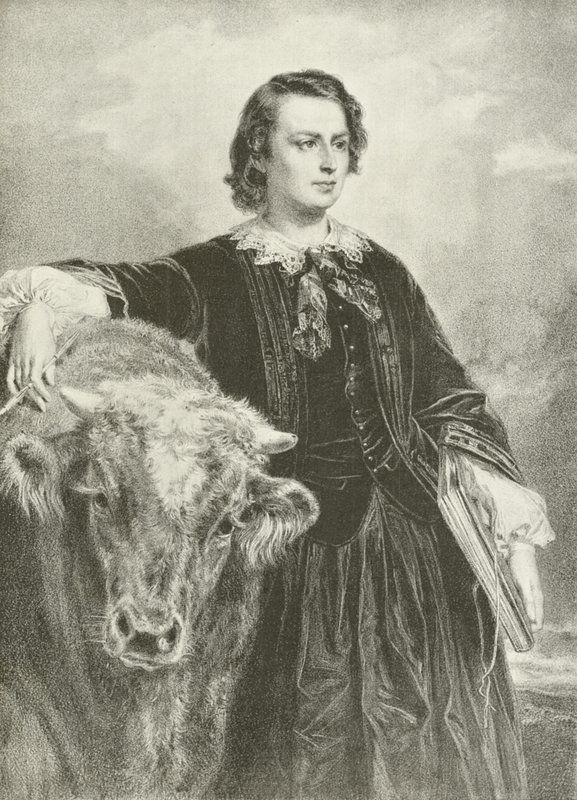Rosa Bonheur, Fransız ressam (gravür) by Edouard Louis Dubufe
