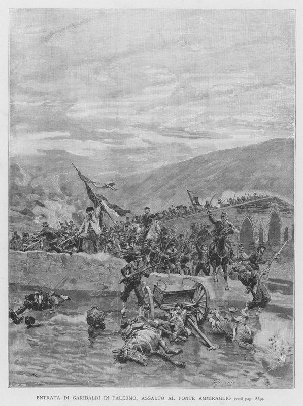 Garibaldi'nin Palermo'ya Girişi (gravür) by Edouardo Matania