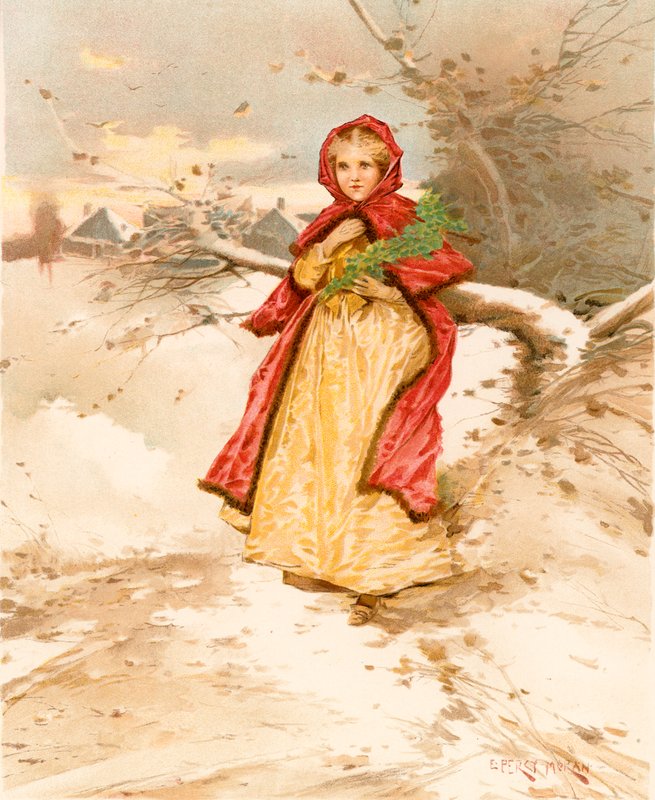 Kolonyal Kırmızı Başlıklı Kız by Edward Percy Moran