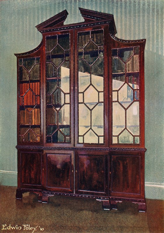 Carved Chippendale Library Bookcase by Edwin John Foley