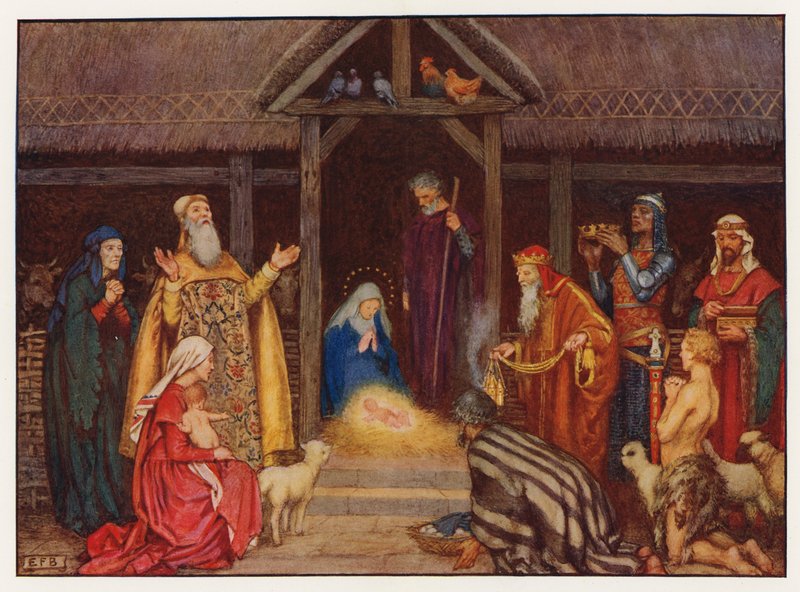Carols: Doğuş (renkli taş) by Eleanor Fortescue Brickdale