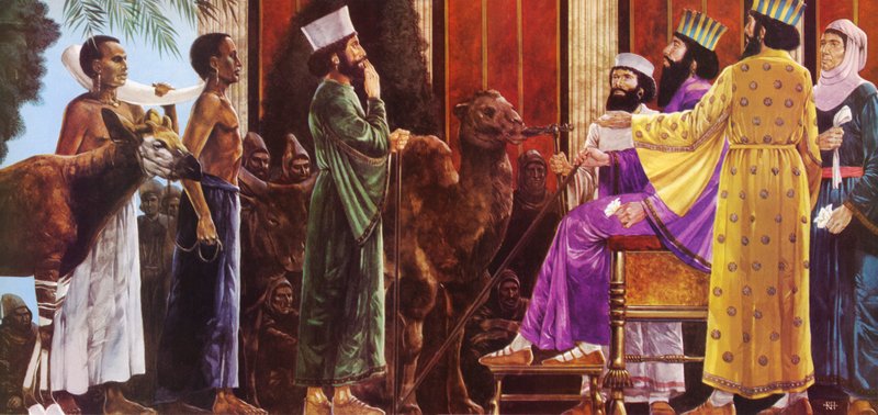 Tahtında oturan Pers Kralı Darius I