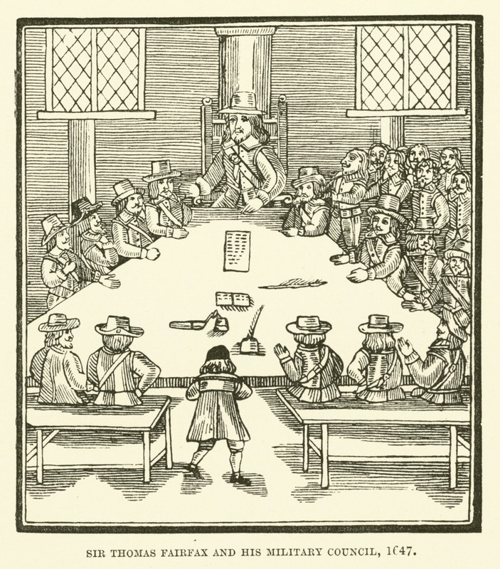 Sir Thomas Fairfax ve askeri konseyi, 1647 by English School