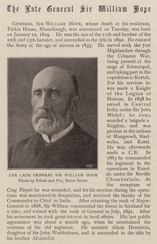 Geç General Sir William Hope by English Photographer