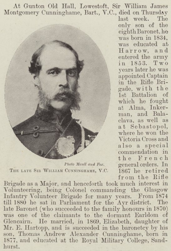 Merhum Sir William Cunninghame, VC by English Photographer