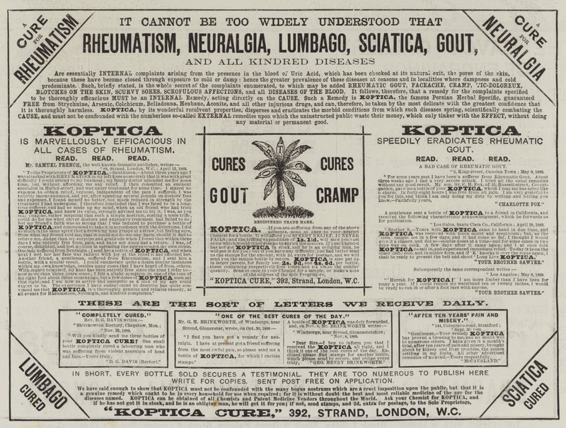 Reklam, Koptica Cure (gravür) by English School