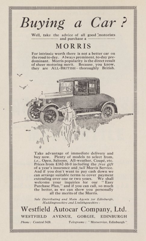 Morris arabaları için reklam, 1926 by English School