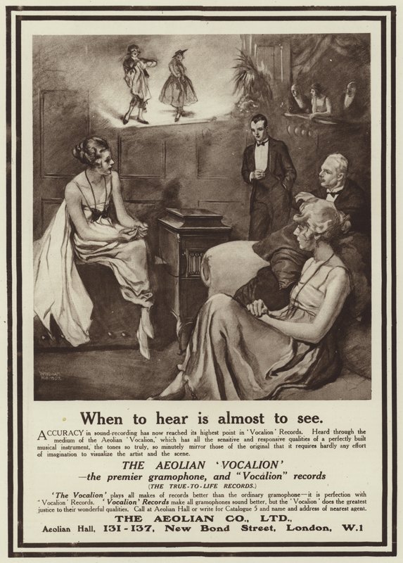 Aeolian Vocalion gramofonu için reklam by English School