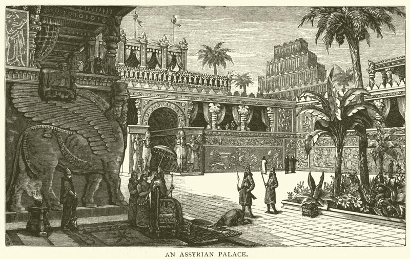 Bir Asur Sarayı (gravür) by English School