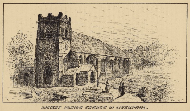 Liverpool Antik Parish Kilisesi (gravür) by English School