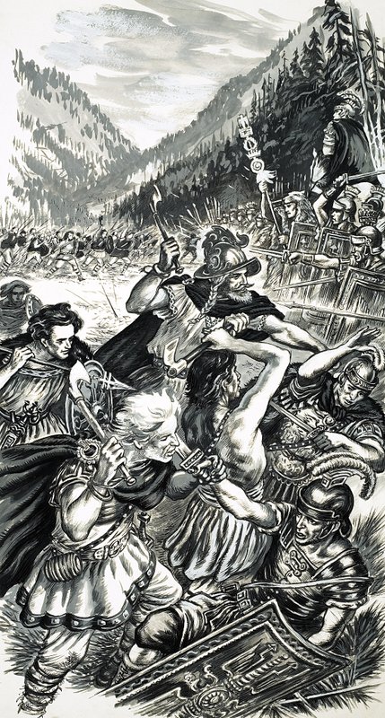 Alman Prensi Arminius, Romalılarla savaşıyor by English School