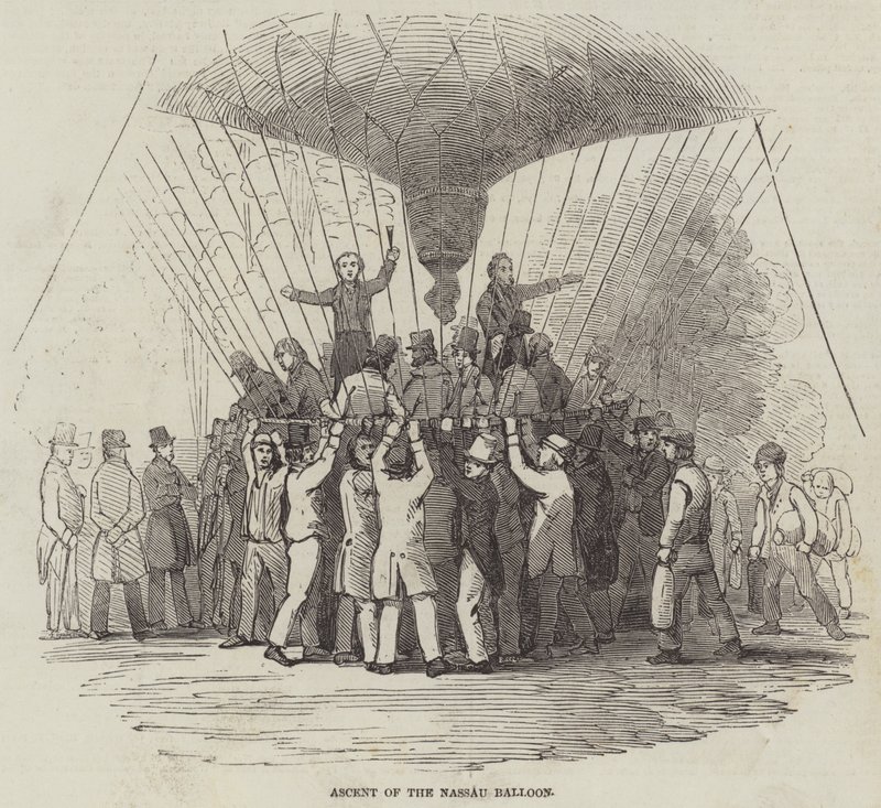 Nassau Balonunun Yükselişi (gravür) by English School