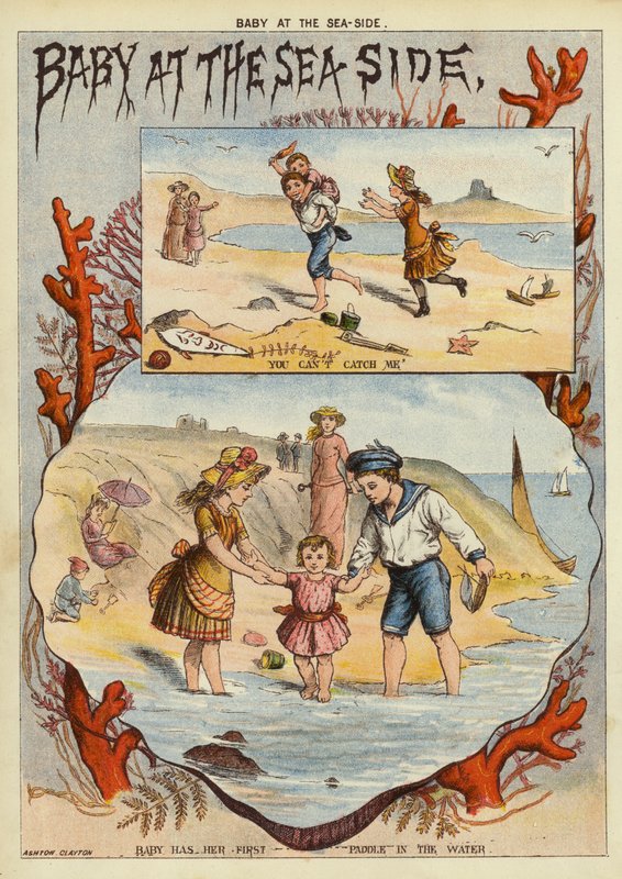 Deniz kenarındaki bebek (chromolitho) by English School