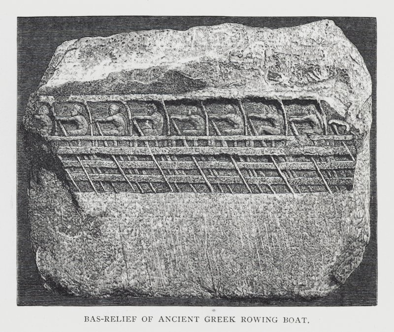 Antik Yunan kürek teknesinin kısma (gravür) by English School