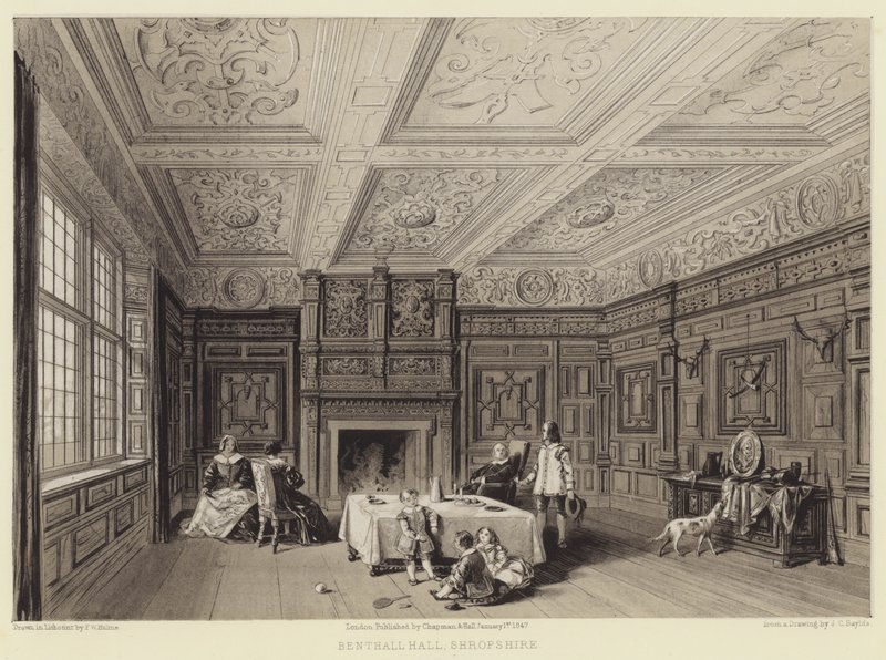 Benthall Salonu, Shropshire (gravür) by English School