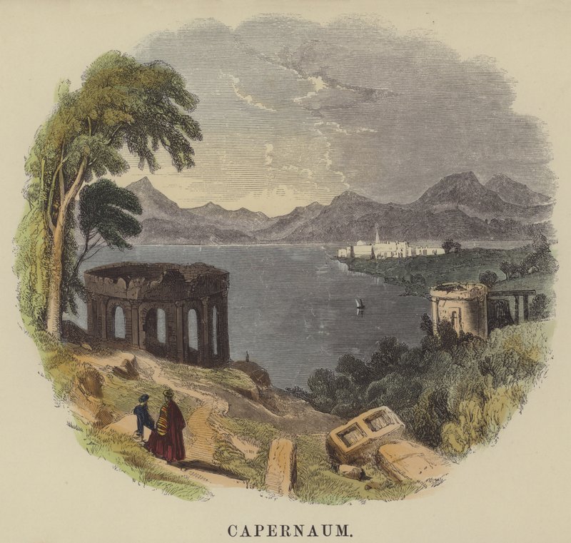 Capernaum (renkli gravür) by English School