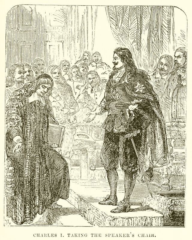 Charles I Konuşmacılar Koltuğunu alarak by English School