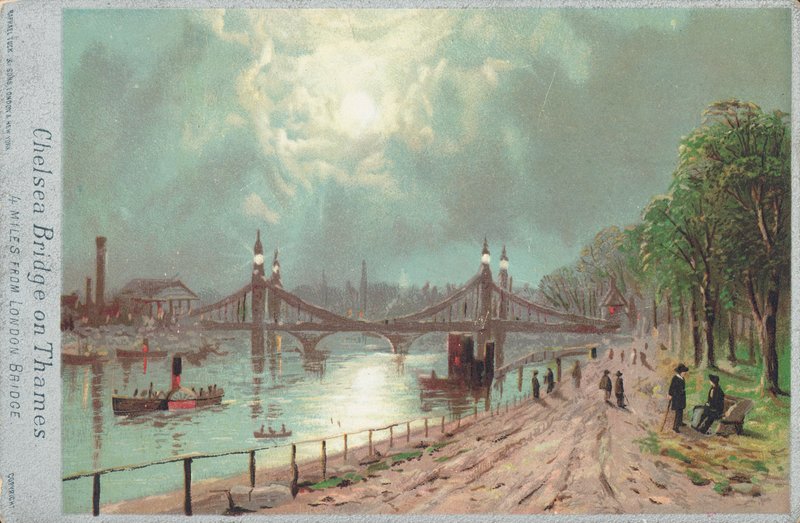 Thames Nehri üzerindeki Chelsea Köprüsü by English School