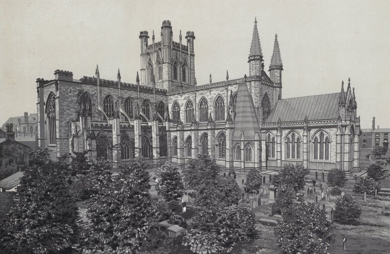 Chester: Şehir duvarlarından Katedral by English School
