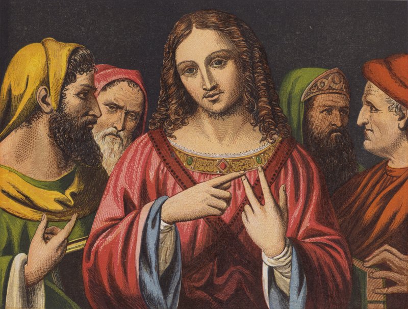 İsa ve Yahudi Doktorlar (chromolitho) by English School